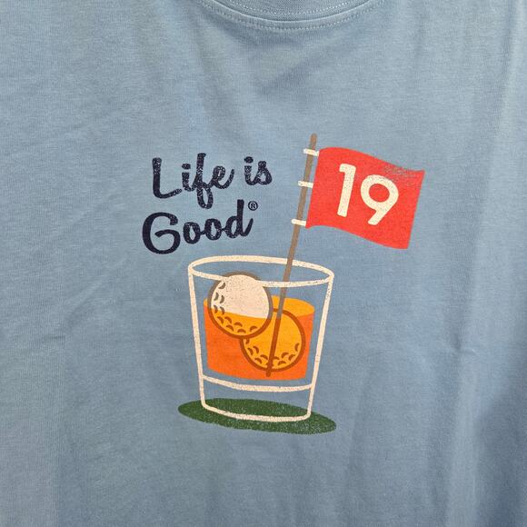 Life is Good Men's Blue Crusher Tee Shirt Golf Themed Short Sleeve Shirt Size L - Picture 1 of 5